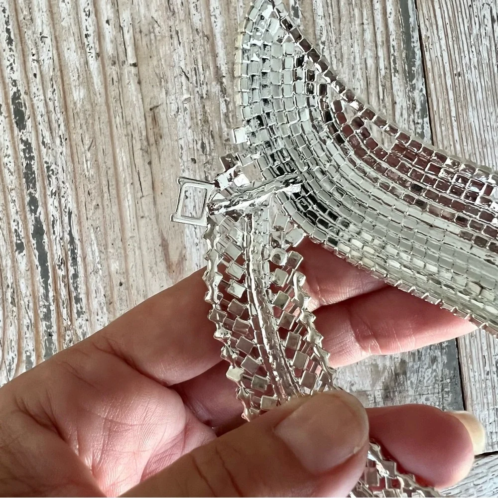 Crystal Rhinestone Masquerade Face Mask - Silver